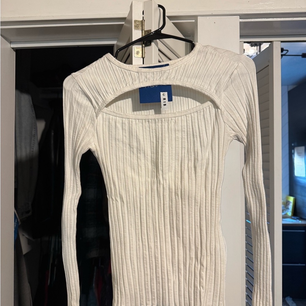 Simon Miller White Ribbed Long Sleeve Top